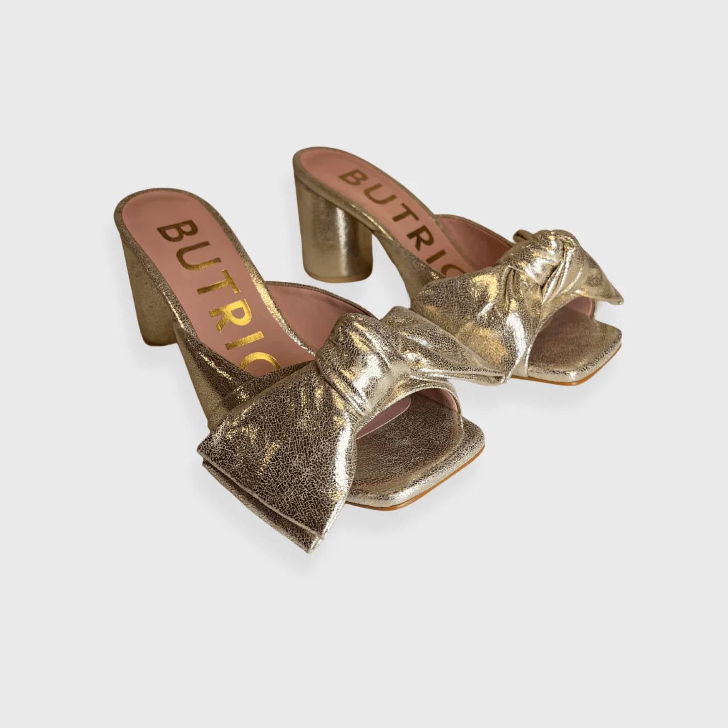 Женские золотые босоножки Gianna Slide Pump на каблуке BUTRICH, золотой — фото 2