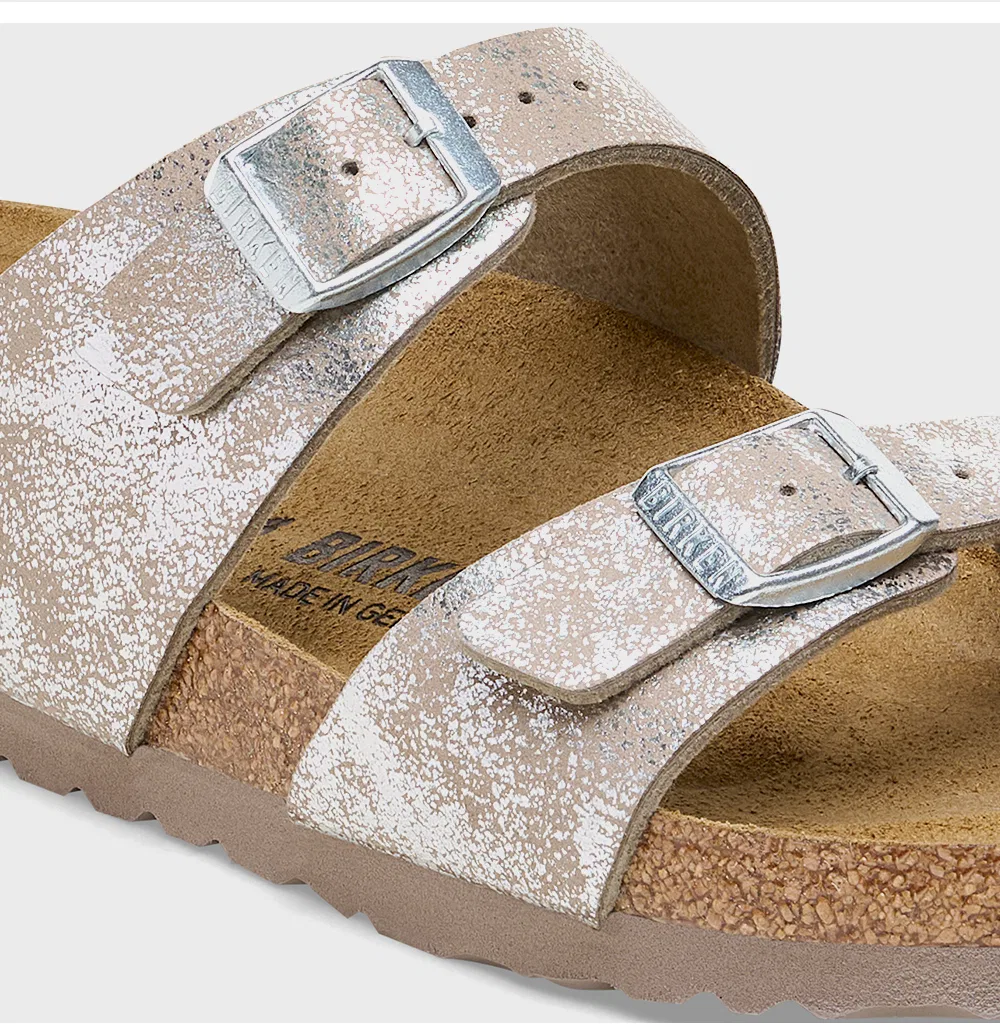 Мужские чёрные слайды Sydney Synthetic Metallic Silver Regular от Birkenstock — фото 4