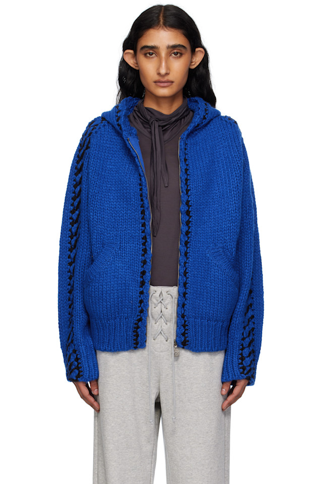 

Вязаная толстовка на молнии с капюшоном Stitch Open Yy, синий