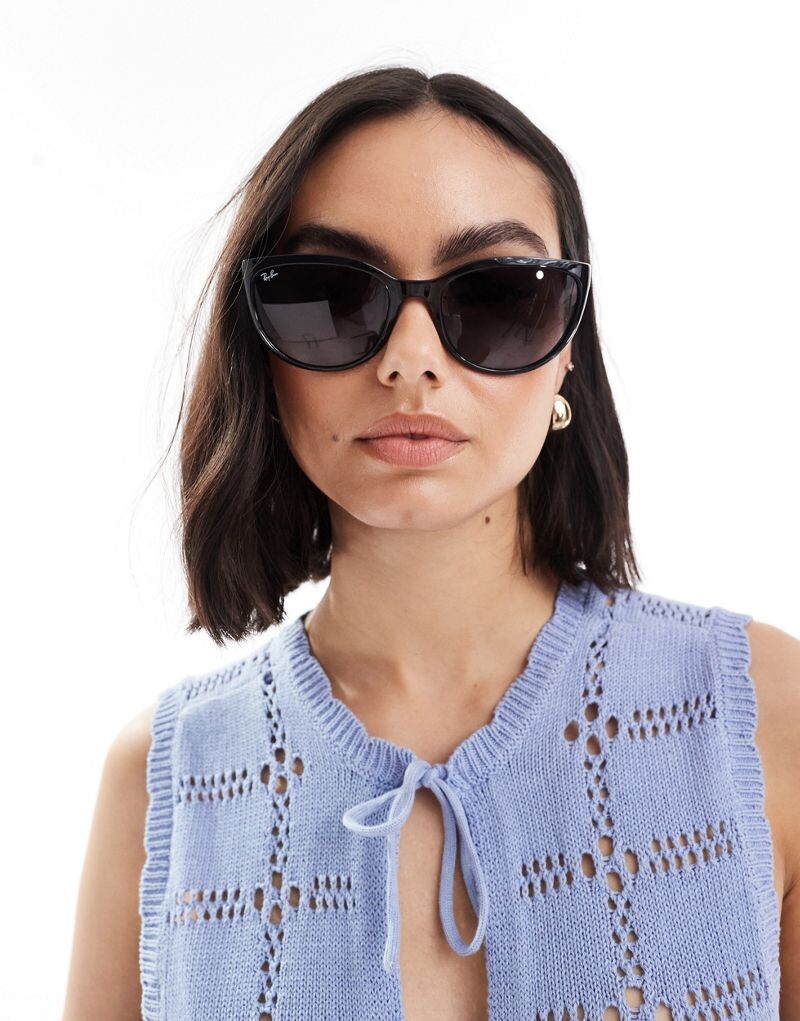 

Черные большие круглые солнцезащитные очки Ray-Ban