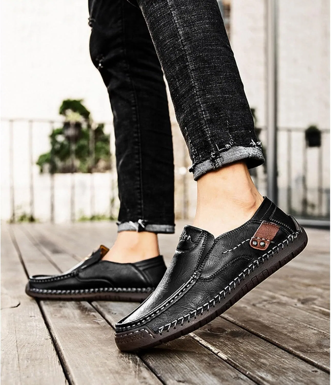 Мужские лоферы кожаные Handmade, Brown NoworFewer — фото 3