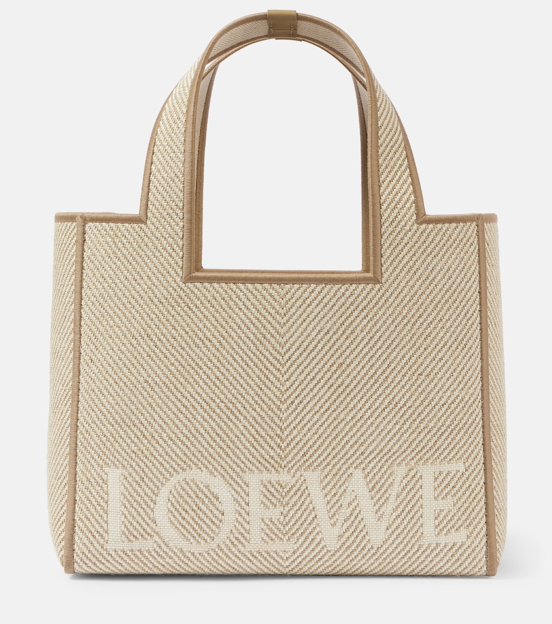 

Фонтовая маленькая сумка-шоппер из жаккардового холста Loewe, экрю