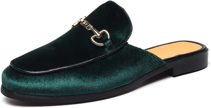 

Мужские туфли FLQL с бархатной отделкой, роскошной золотой пряжкой, слипоны, пенни-лоаферы, повседневные тапочки для курения, обувь для дома и улицы, черные, размеры 7-13, зеленый