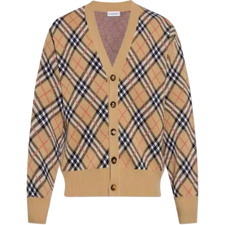 Кардиган Burberry с V-образным вырезом и пуговицами, коричневый — фото 3