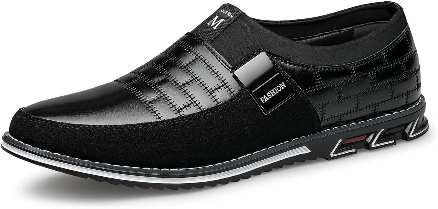 

Мужские классические туфли широкого размера, удобные туфли-слипоны, модные деловые повседневные оксфорды, мягкие лоферы, дерби для работы в офисе, вождения и прогулок Dmgyck, черный