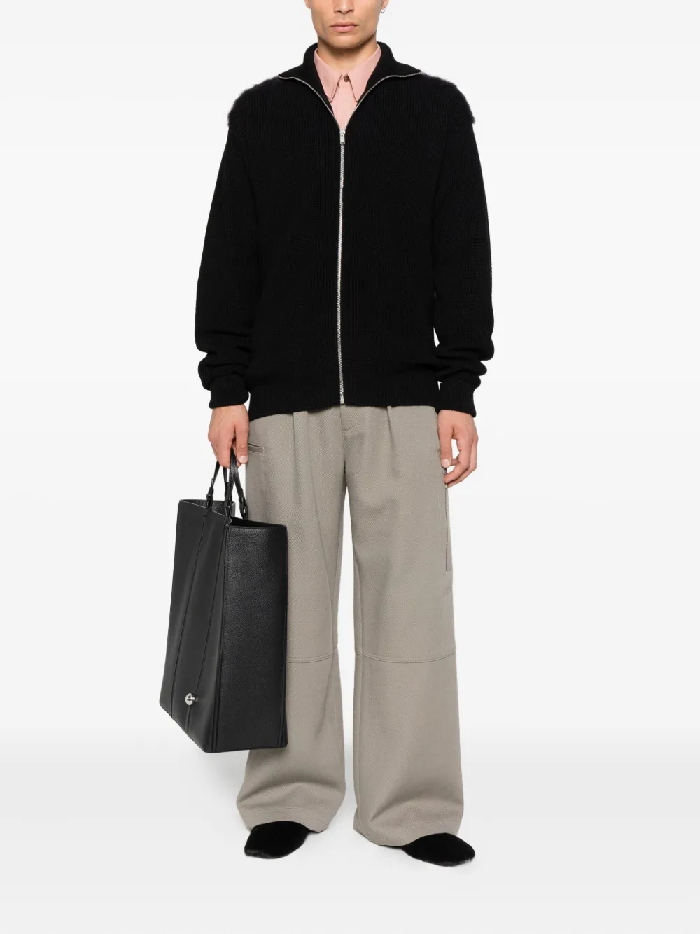 Кардиган на молнии с высоким воротом JIL SANDER, черный — фото 2