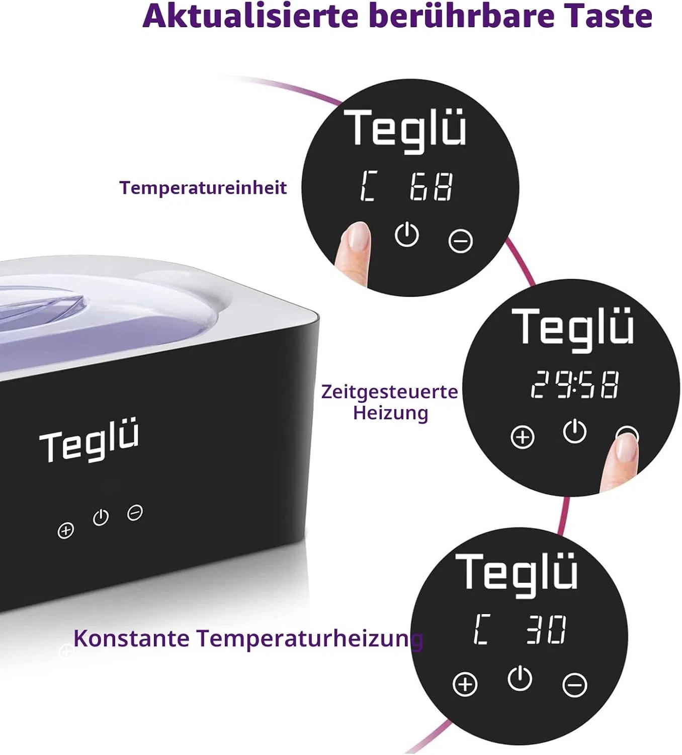 Парафиновая ванна для рук и ног объемом 4 л с аксессуарами Teglu, Black — фото 4
