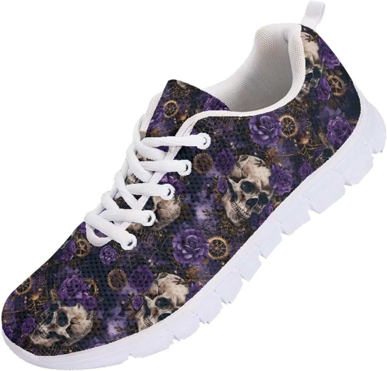 

Кроссовки Forchrinse для мужчин и женщин, Хэллоуин, легкие спортивные с шнуровкой, Gothic Skull Rose