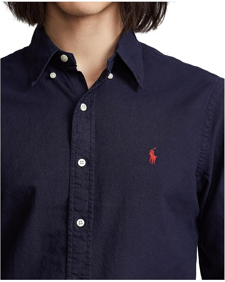 Мужская классическая рубашка Oxford Polo Ralph Lauren Classic Fit Garment Dyed, Rl Navy — фото 3