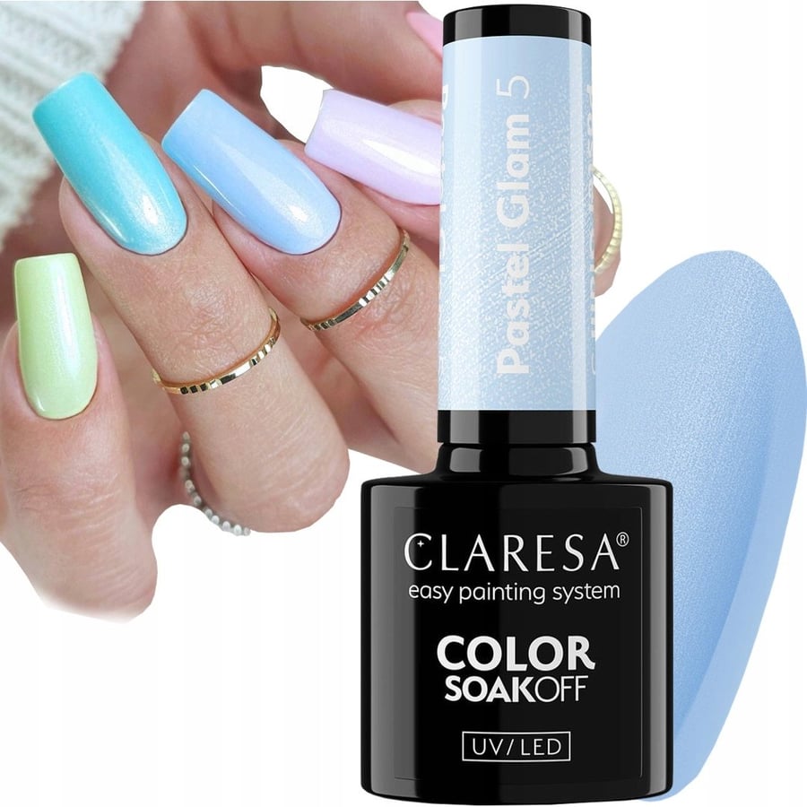 

Гибридный лак для ногтей Claresa Pastel Glam 5, пастельно-голубой Puderek