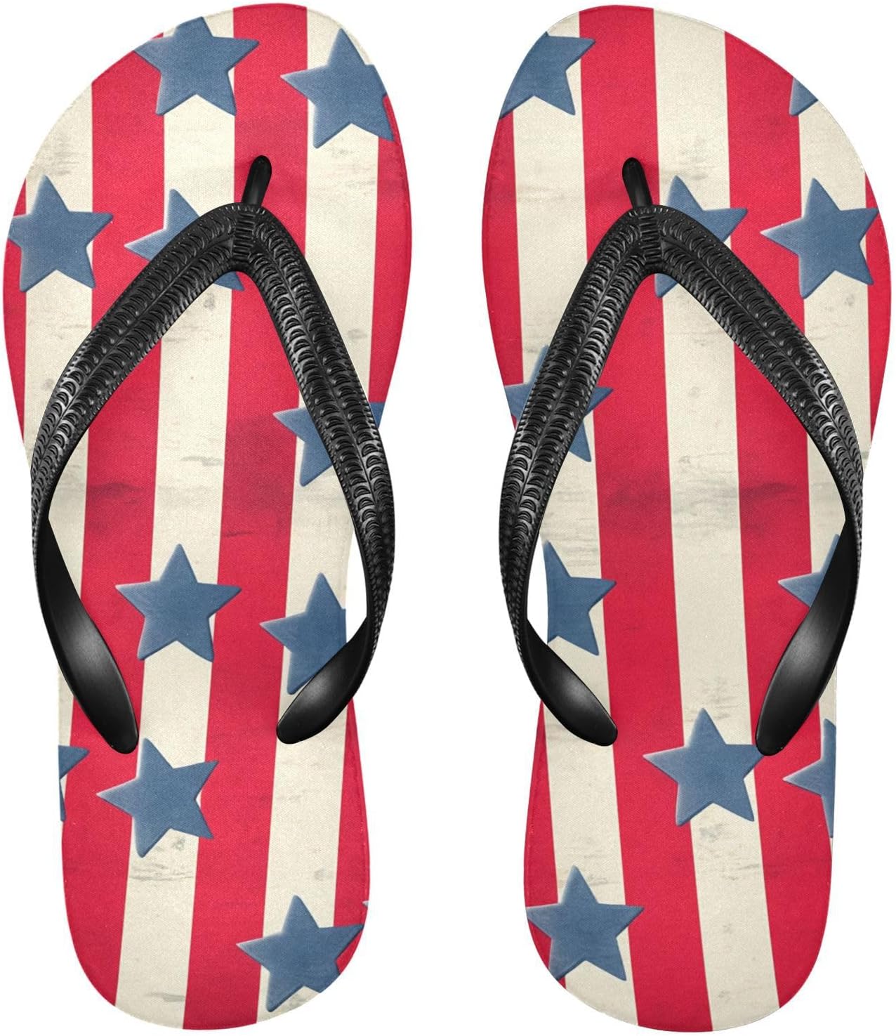 

Летние пляжные шлепанцы Red Stripes Blue Stars для женщин и мужчин, повседневные сандалии для душа 20862012 Kfbe, красный/синий