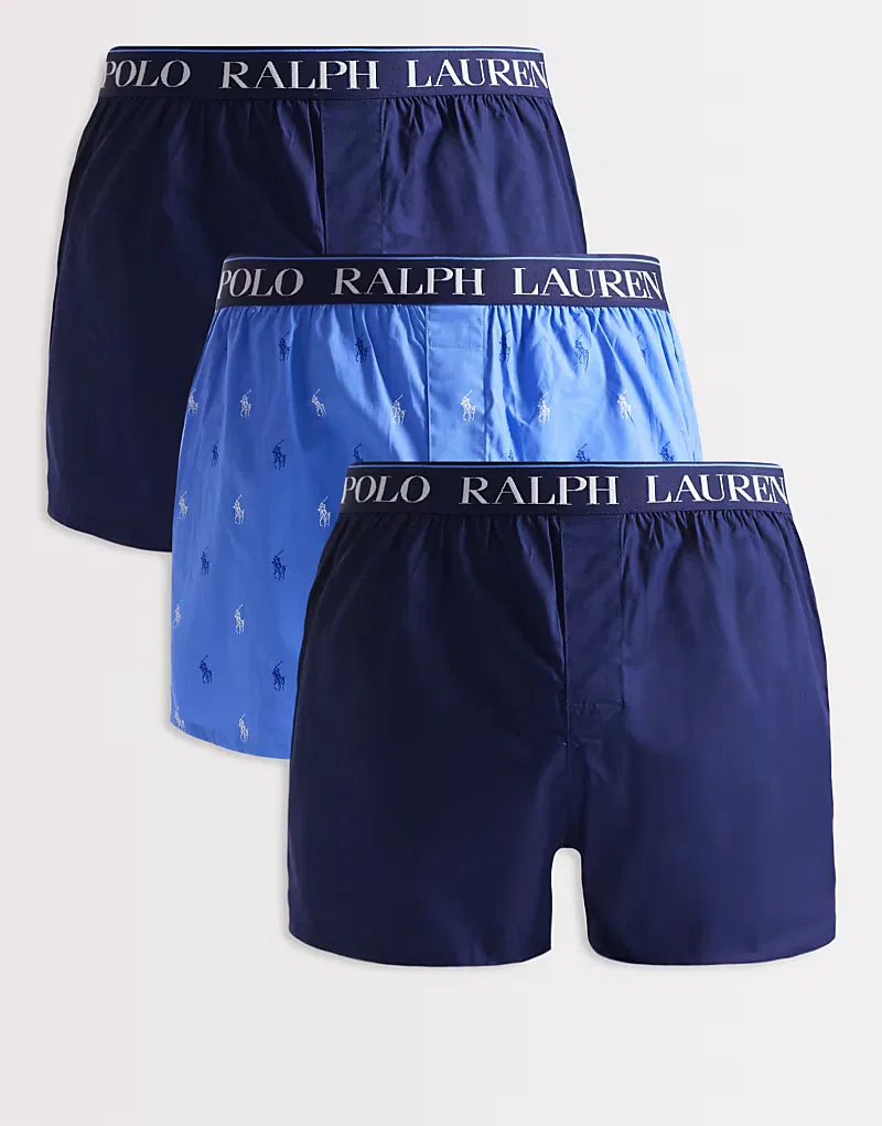 Комплект из 3 тканых боксерских шорт Polo Ralph Lauren, синий