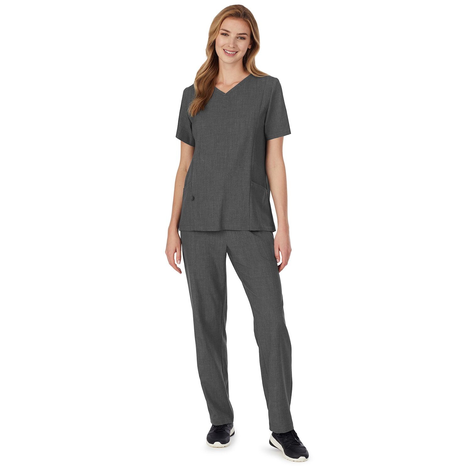 

Топ больших размеров Cuddl Duds Scrubs с V-образным вырезом и карманами Cuddl Duds