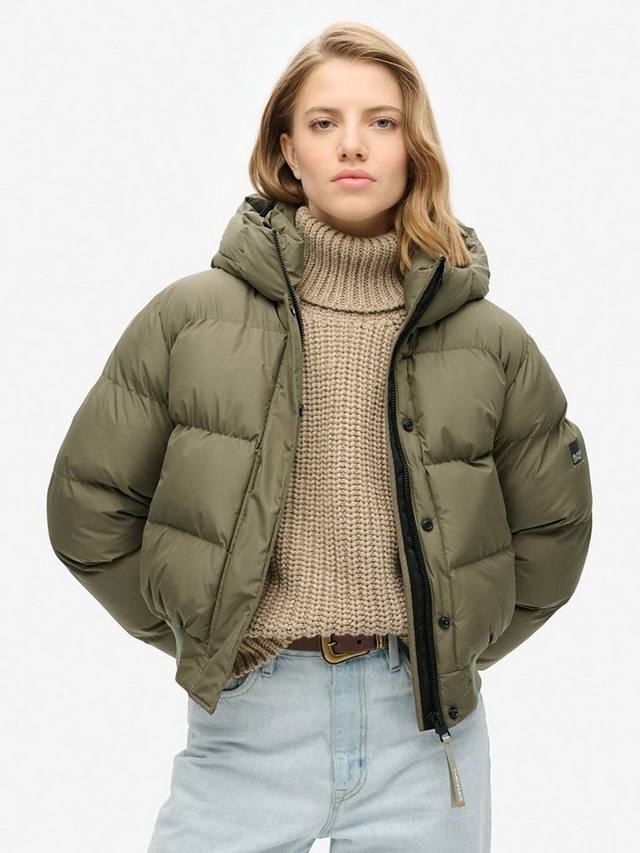 

Спортивная куртка-бомбер из фугу с капюшоном Superdry, цвет Dusty Olive Green