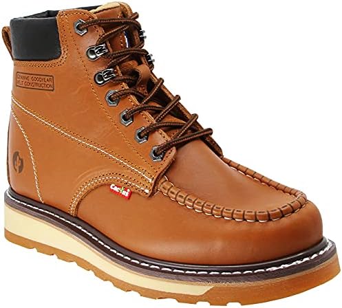 

Мужские ботинки Cactus, 15 см, усиленные, с мягким носком, настоящая стелька Goodyear, из премиальной кожи полной выделки, удобные, прочные, маслоустойчивые, для кровельных работ, промышленности и строительства Cactus Work Boots, коричневый