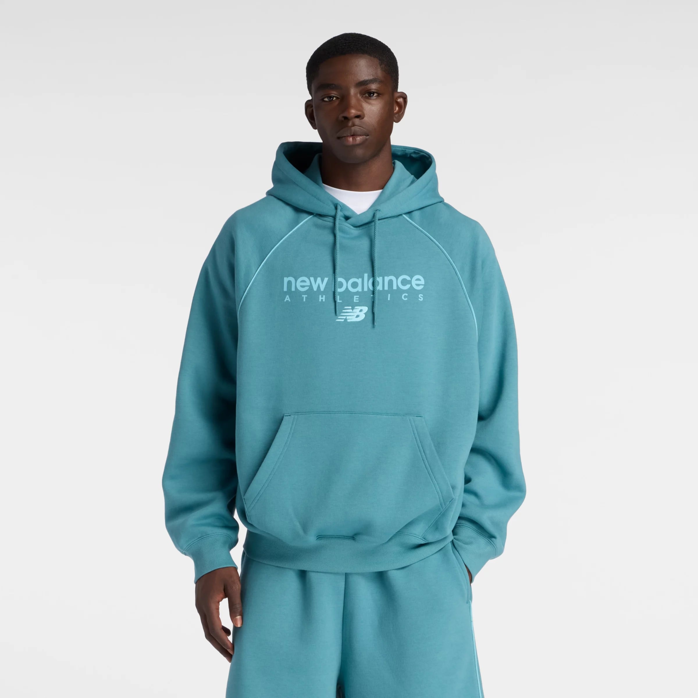 

New balance Худи на молнии 'Trackside' в цвете Aqua