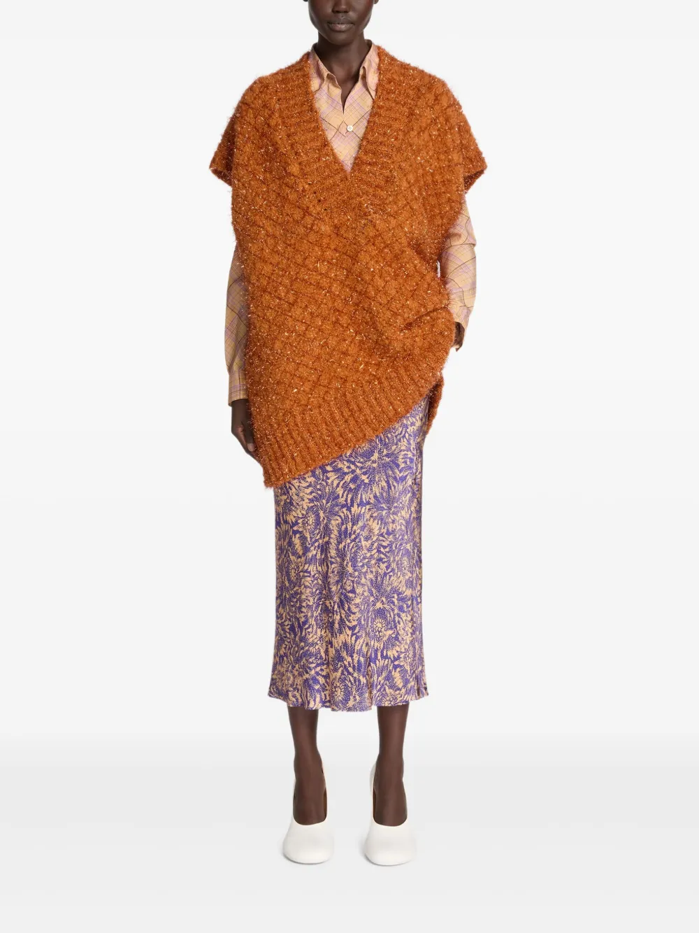 Топ с V-образным вырезом Dries Van Noten, оранжевый — фото 2