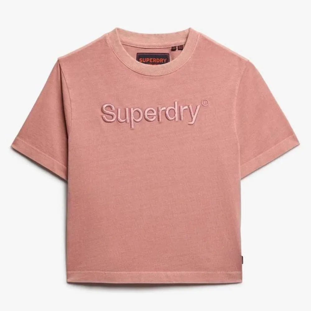 Футболка с коротким рукавом Superdry Emb Core Logo Boxy Loose, розовый — фото 3