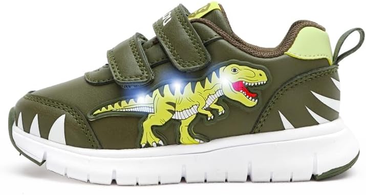 

Детские светящиеся кроссовки с мультяшными динозаврами для мальчиков и девочек, спортивные кроссовки для малышей Exdino, Army