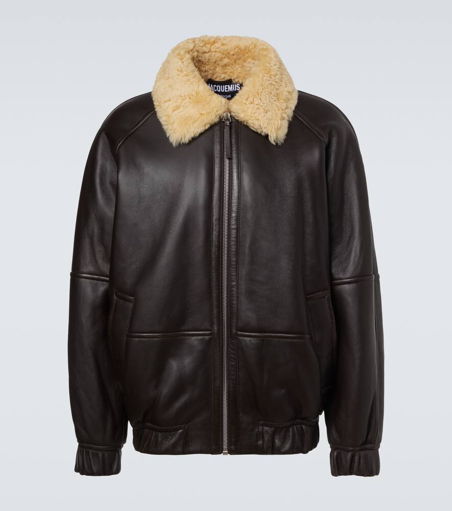 

Кожаная курка бомбер bombardier Jacquemus, Dark Brown