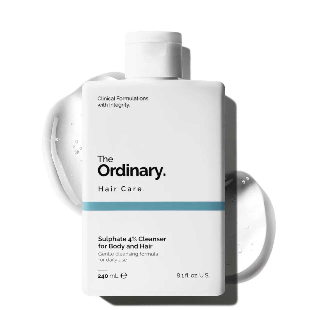 Очищающее средство для тела и волос The Ordinary с 4% сульфатом, мягкий шампунь и гель для душа без отдушек, 240 мл., Clear
