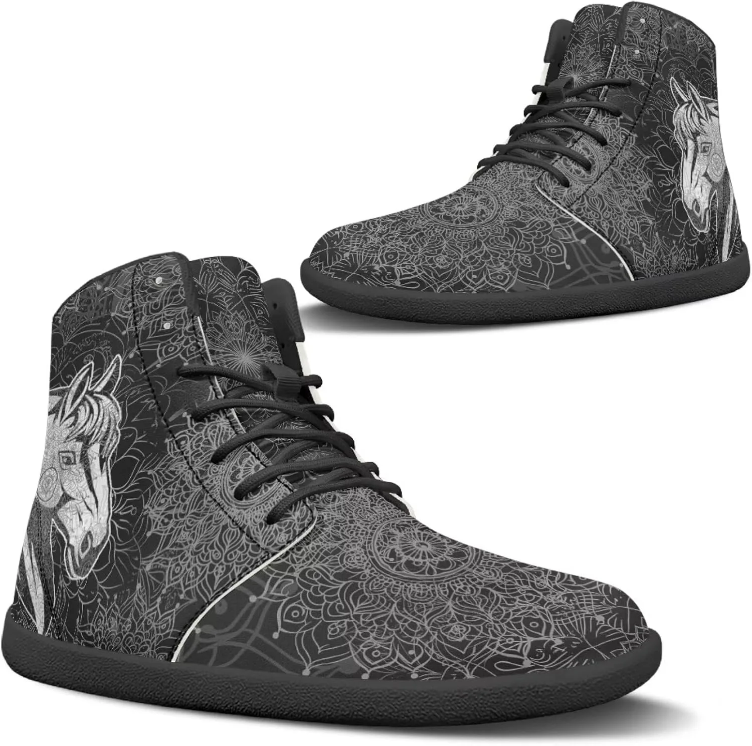 Мужские и женские босоножки Mens Wolves с высоким верхом, минималистичные кроссовки для трейл-раннинга с принтом лошади, босоножки с широкой носочной частью, кроссовки с принтом дракона Glomenade