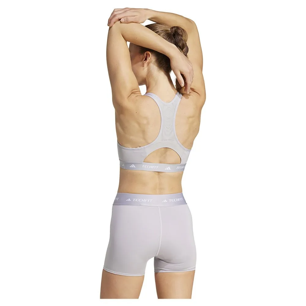 Спортивный бюстгальтер adidas Techfit Medium Medium Impact, серый — фото 2