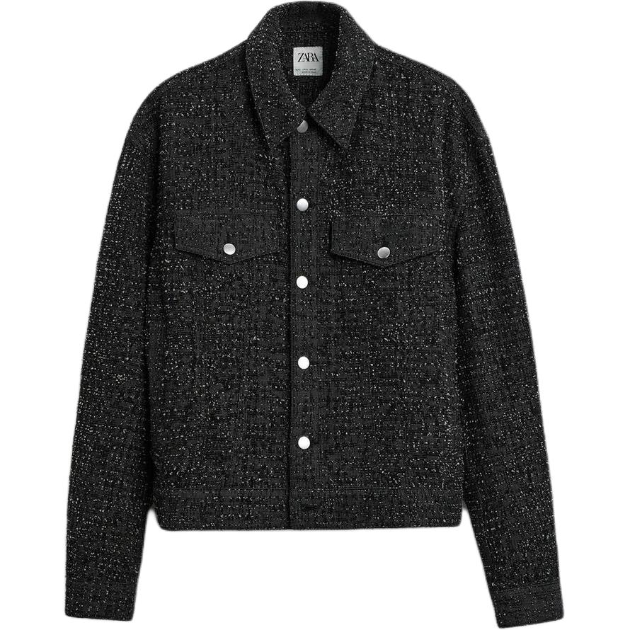 

ZARA Джинсовая куртка мужская черная, Черный, ZARA Джинсовая куртка мужская черная