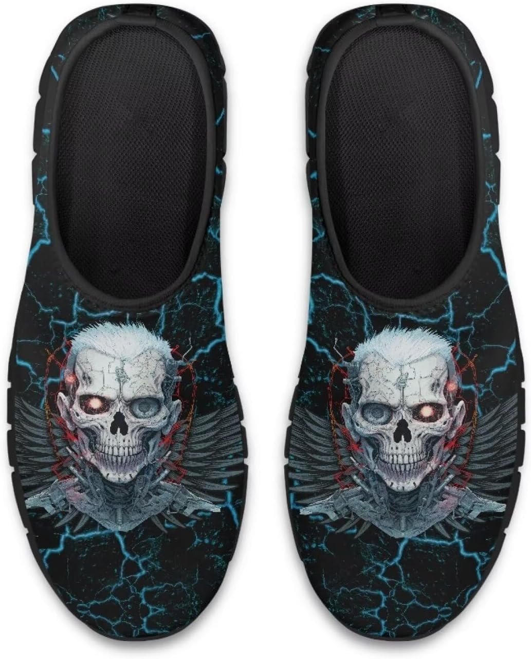 

Мужские повседневные слипоны Низкие кроссовки с черепом Скейтбордические кроссовки Нескользящие Удобные для прогулок и бега на открытом воздухе Qoiuvncy, Thunder Skull