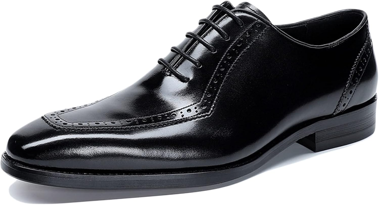 

Мужские черные кожаные туфли-оксфорды WKNBEU для делового стиля, с перфорацией, классические формальные кожаные туфли на шнуровке для свадьбы, выпускного вечера, вечеринки, черные - US9.5/UK8.5/EU42