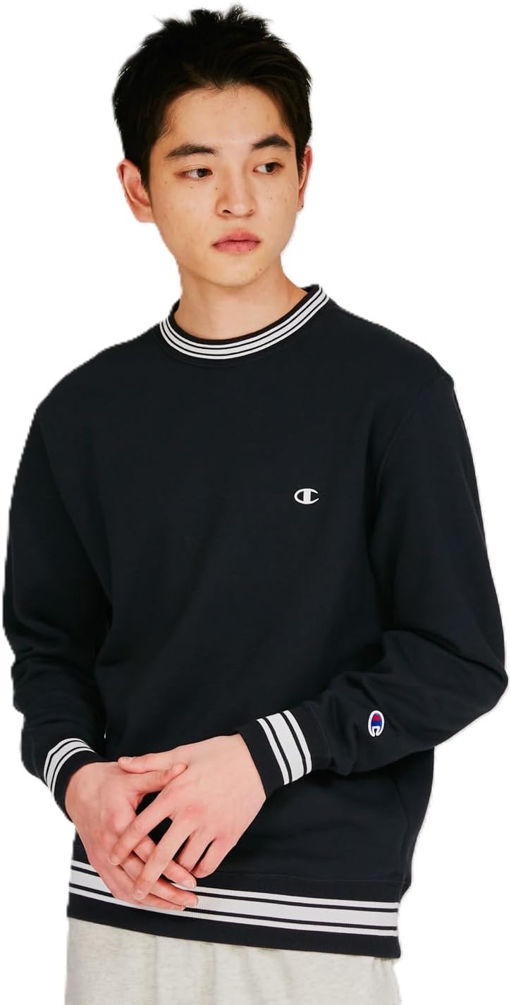 

Мужская толстовка Champion C3-Y036/C3-W008, с длинным рукавом, круглым вырезом, хлопок, производство США, логотип One Point, толстовка с круглым вырезом, базовая модель, черный