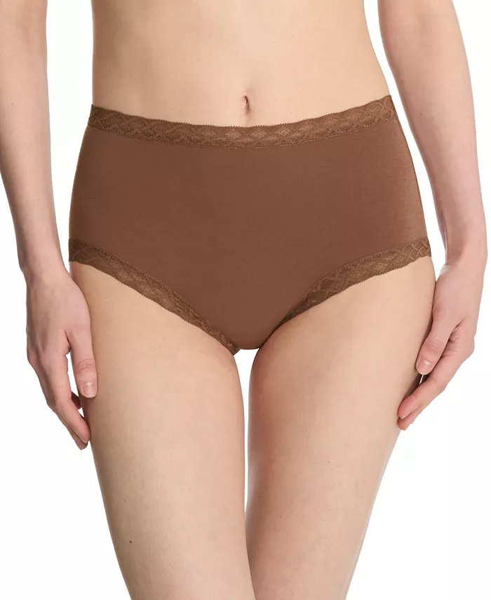 

Трусы Bliss Lace-Trim High Rise Cotton Brief Underwear 755058 Natori, коричневый