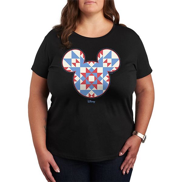 

Футболка с принтом Minnie Mouse и ушками в стиле квилт, Plus size Disney, Black