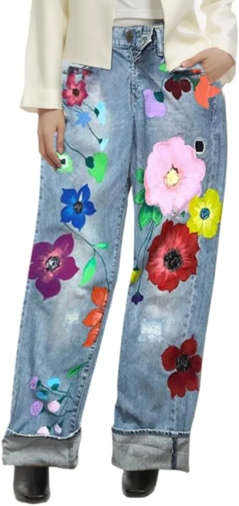 

TIAFORD женские джинсы с цветочным принтом, прямые, casual