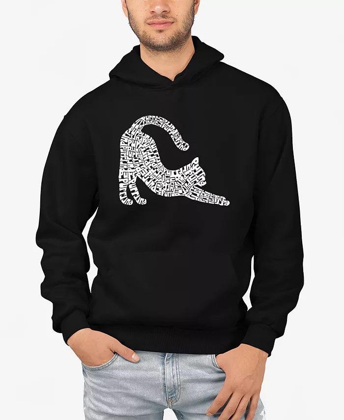 

Мужская худи с растягивающимся принтом Cat Word Art LA Pop Art, черный