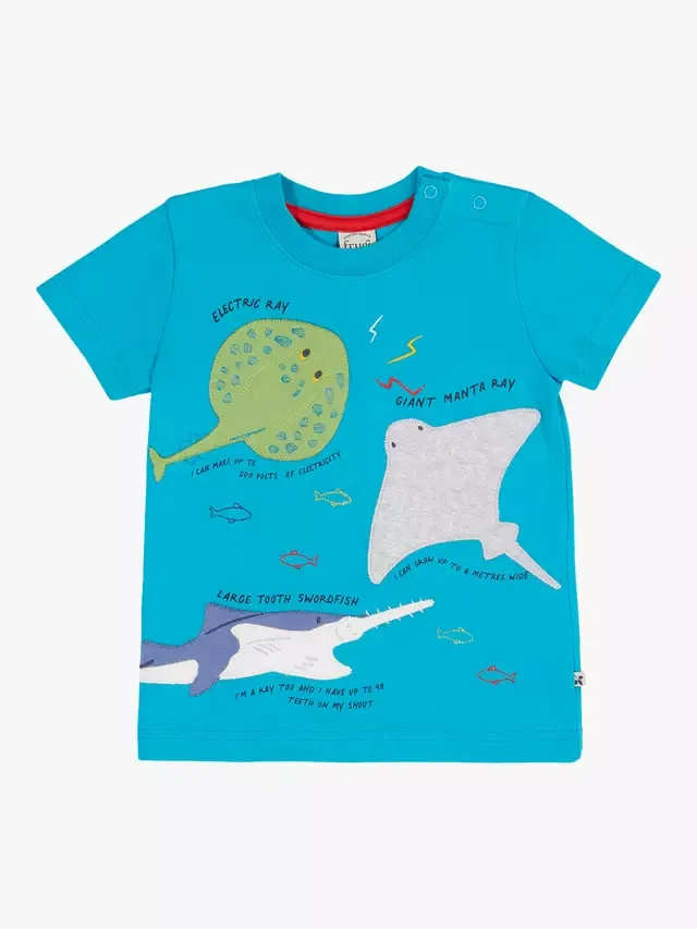 Детская футболка Avery, тропическое море/скаты Frugi
