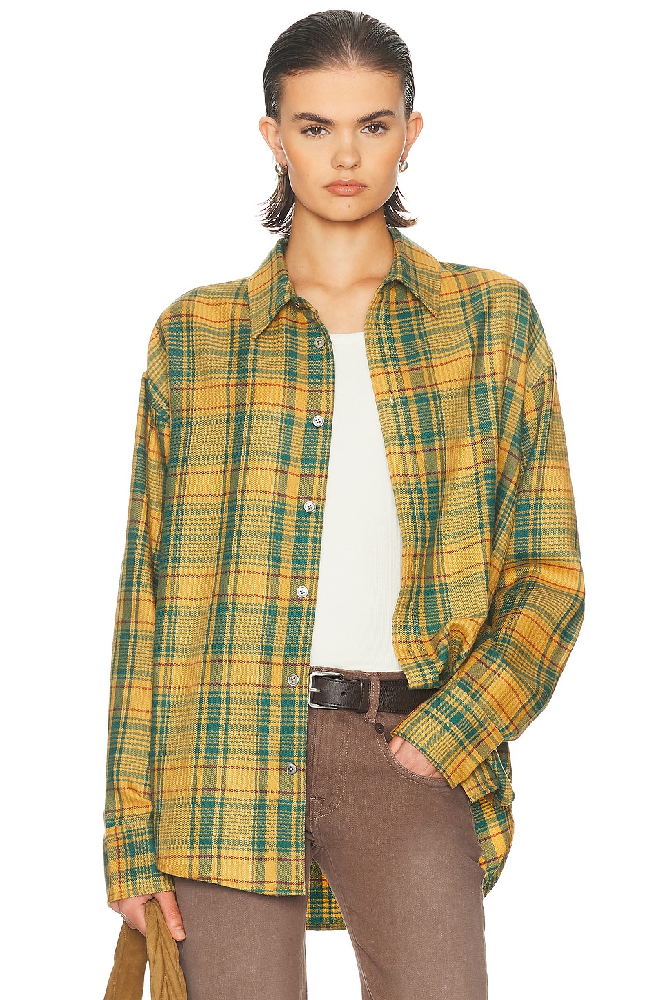 

Клетчатая большая рубашка The Elder Statesman, Sunshine Plaid