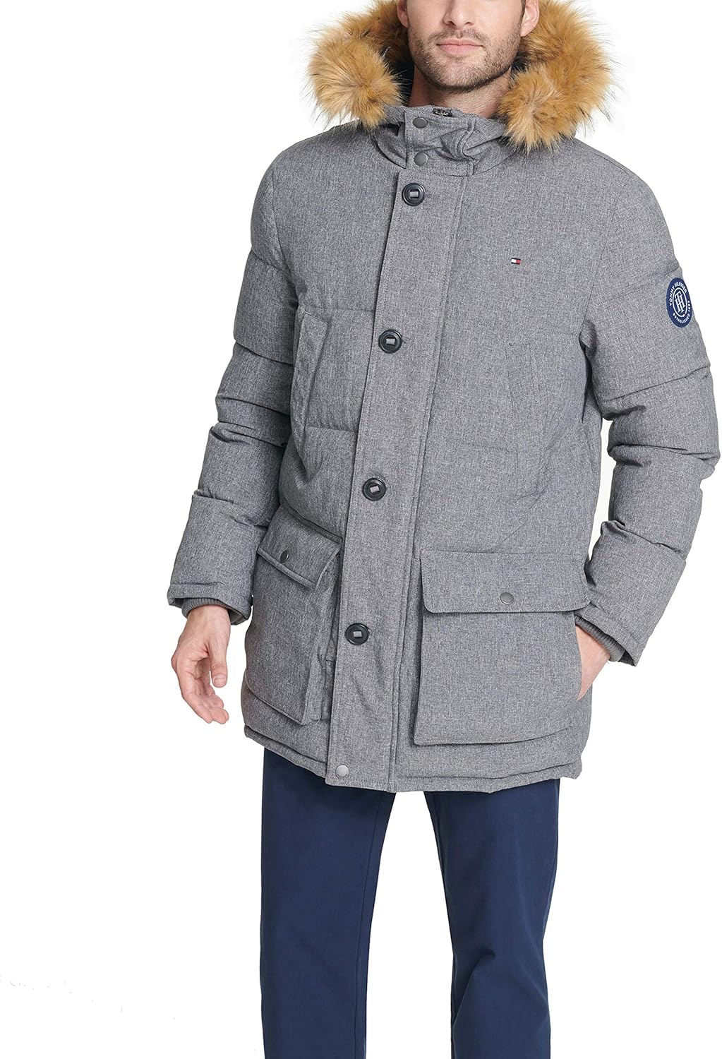 Мужская стеганая куртка для снорклинга Tommy Hilfiger Arctic Cloth (стандартные размеры, а также размеры для больших и высоких), Heather Grey — фото 2