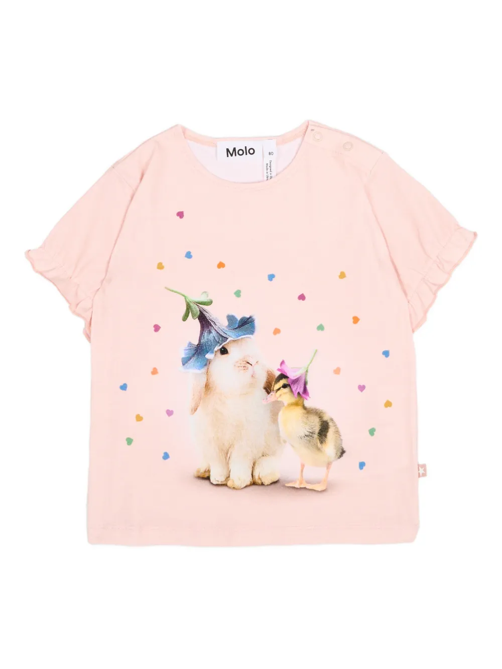

Футболка с оборками и графическим принтом Molo, розовый