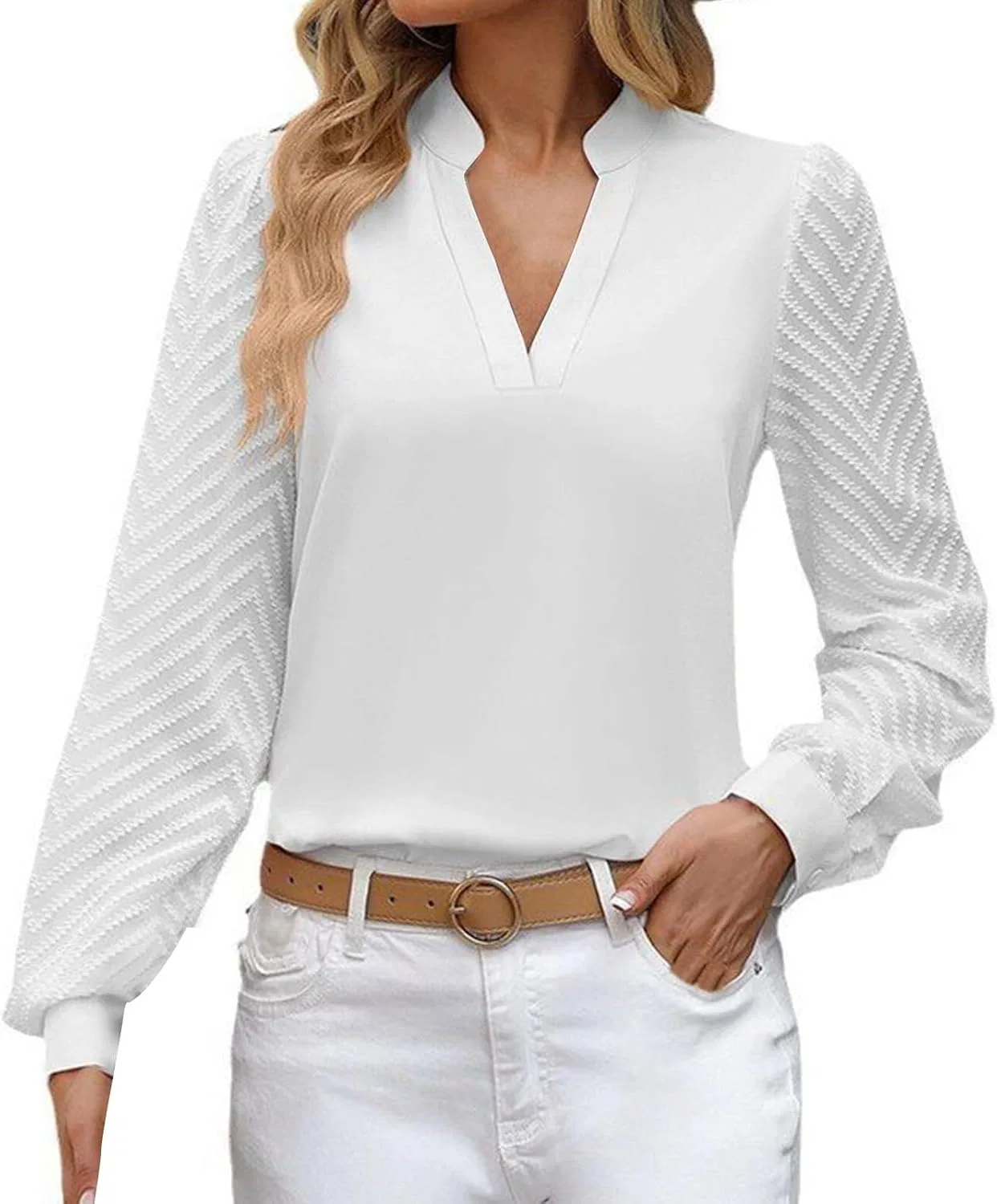 Блуза с длинным рукавом из коллекции Casual, белый