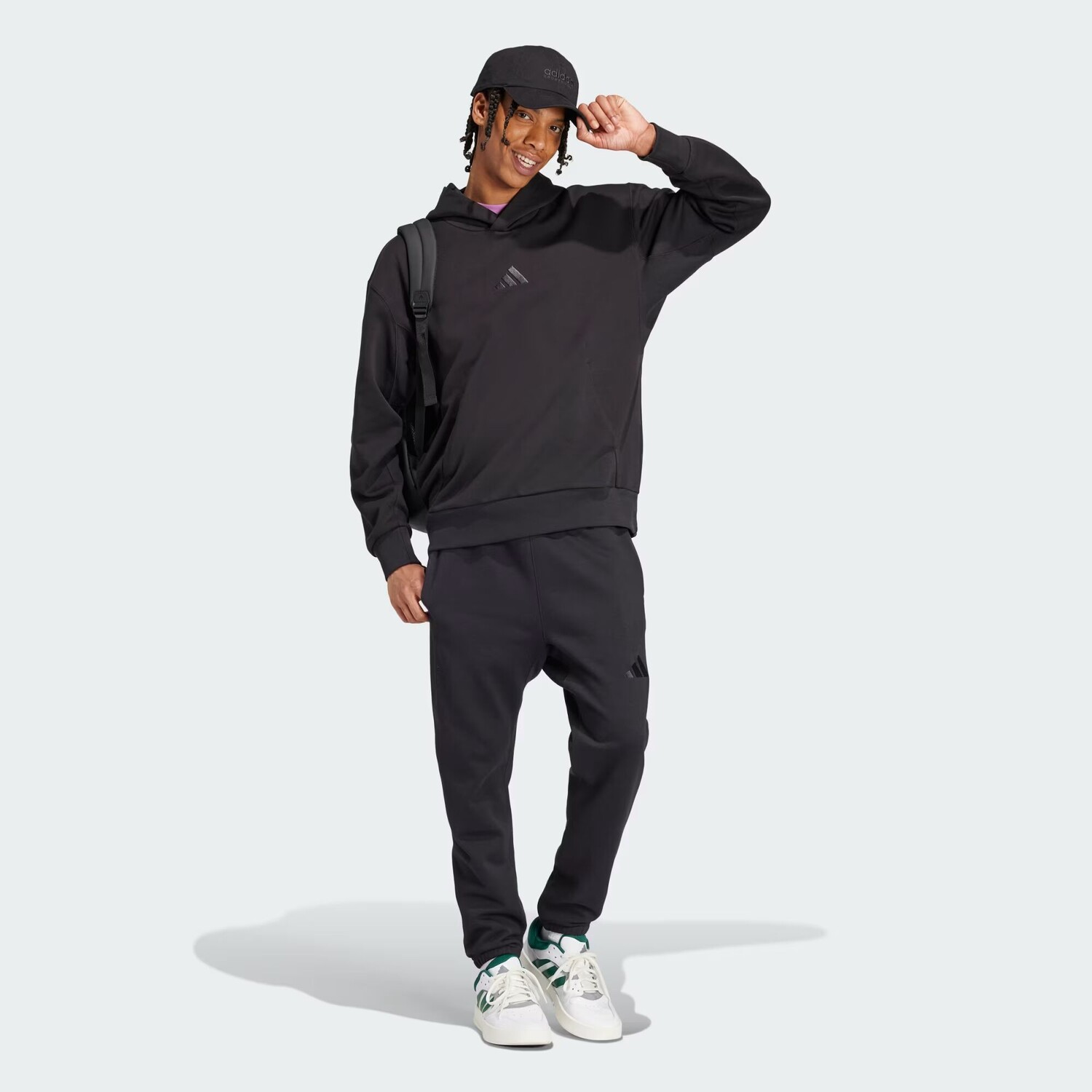 ALL SZN Флисовые зауженные брюки стандартного размера Adidas, цвет Black — фото 3