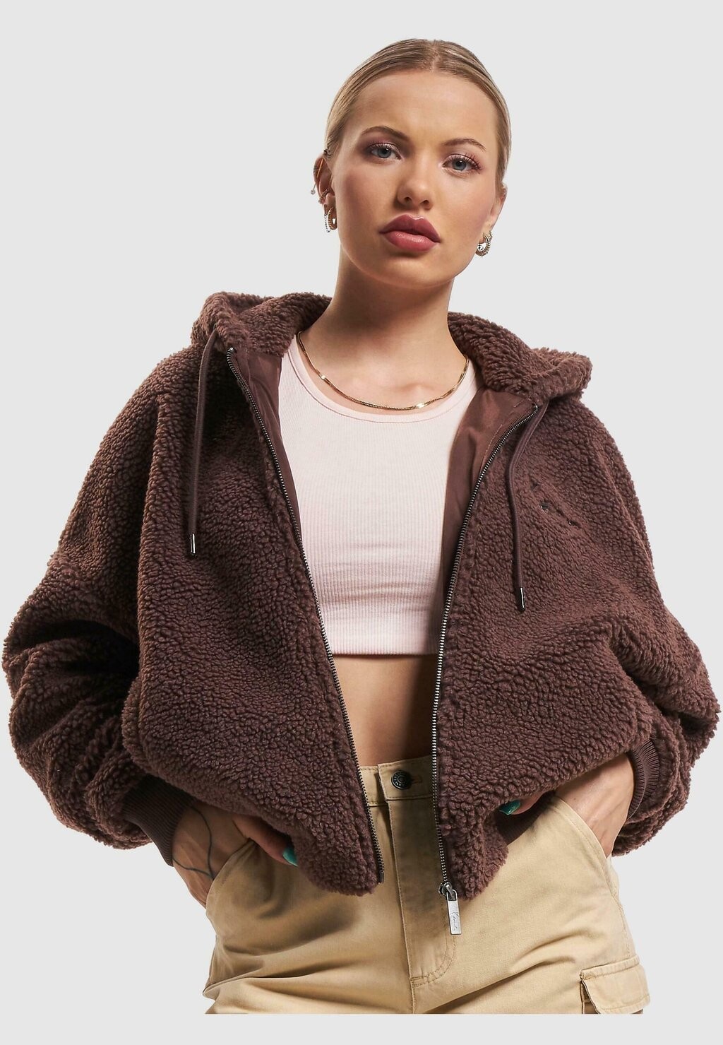

Флисовая куртка Signature Full Karl Kani, цвет brown