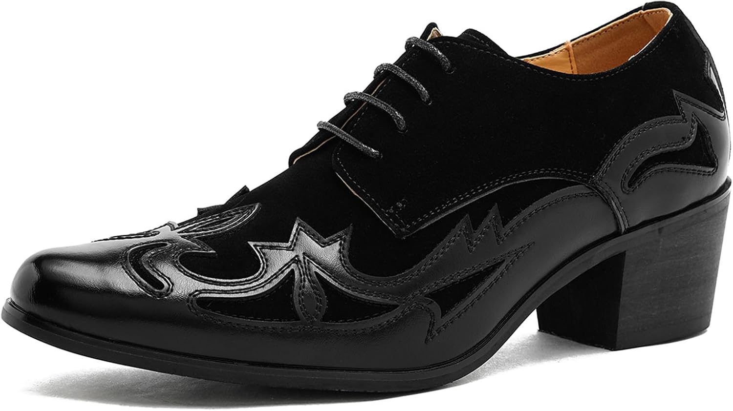 

Мужские ретро-оксфорды с вышивкой, блочным каблуком, заостренным носком с эффектом потертости, массивным каблуком, нескользящей подошвой и шнуровкой, формальная обувь для бизнеса, офиса и свадеб Bedgmdeg, черный