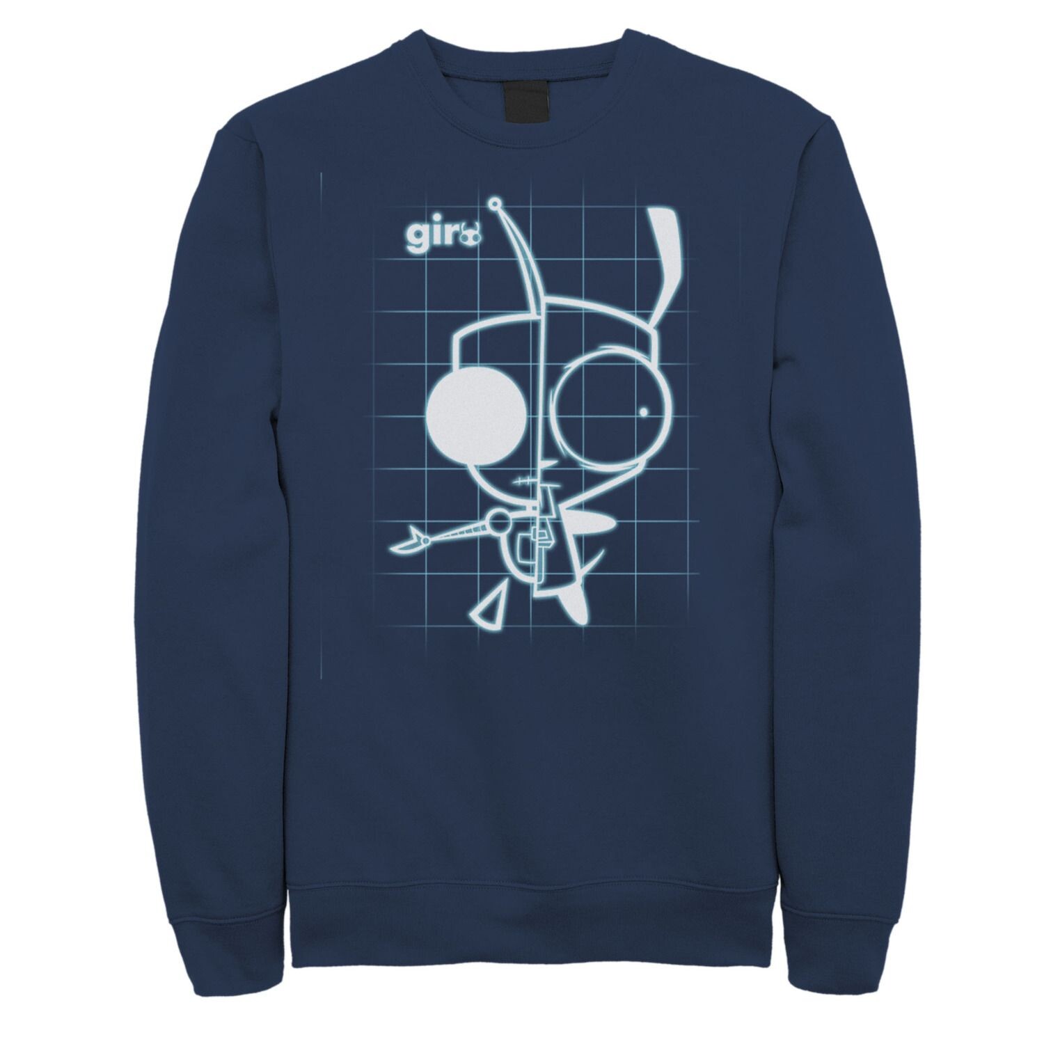 

Мужской флисовый пуловер с рисунком Invader Zim X-Ray Schematic GIR Nickelodeon, синий