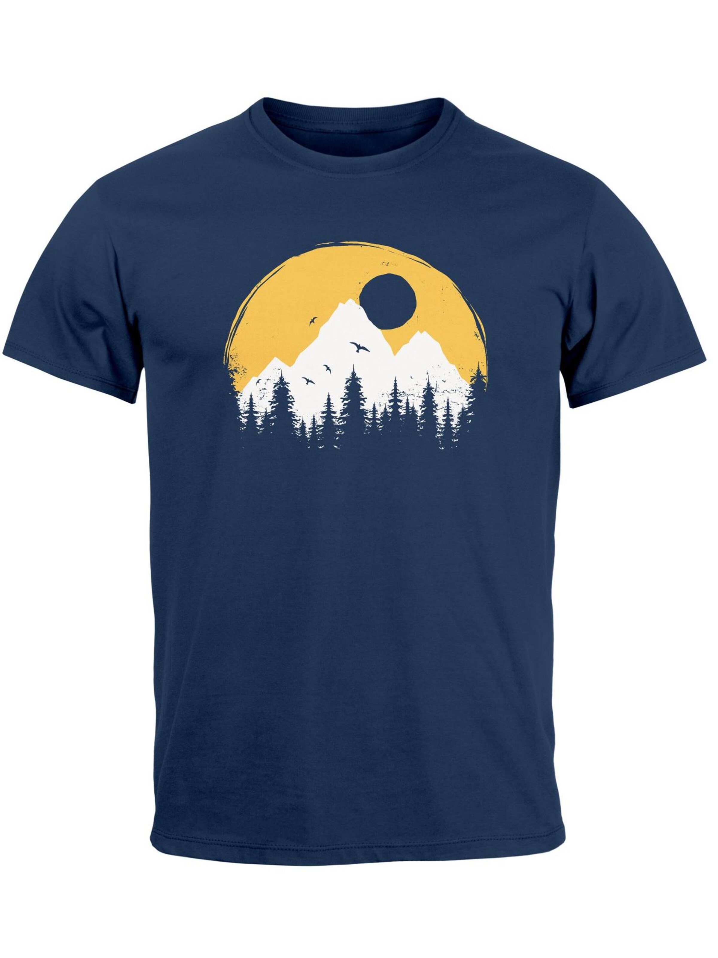 

Neverless Футболка 'Mountains' в цвете Navy