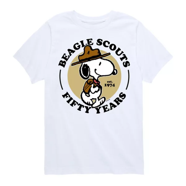 

Футболка с рисунком скаута и бигля Peanuts для мальчиков 8-20 лет Licensed Character, белый