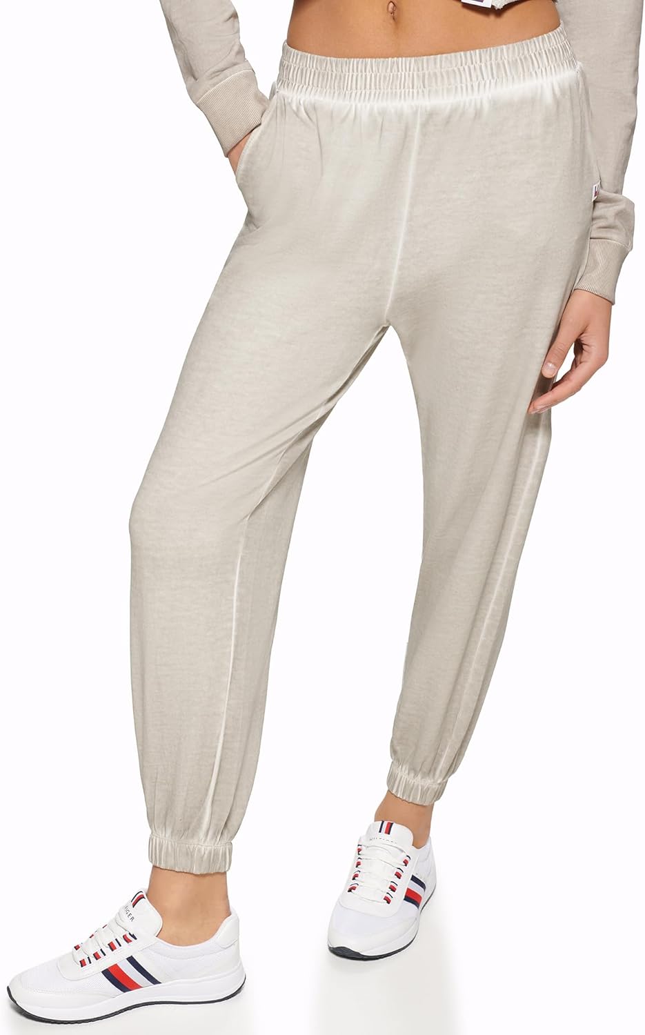 

Женские спортивные брюки Tommy Hilfiger с эластичным поясом и цветными блоками, Doeskin