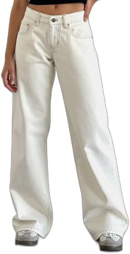 Джинсы свободные, White, Women's