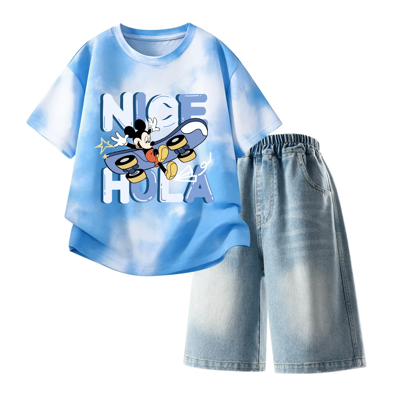 Детский спортивный костюм Casual Sportswear 2 Piece Set Disney, Dark Indigo Blue+Disney Round Logo Mickey Mouse K Cloud Blue — фото 3