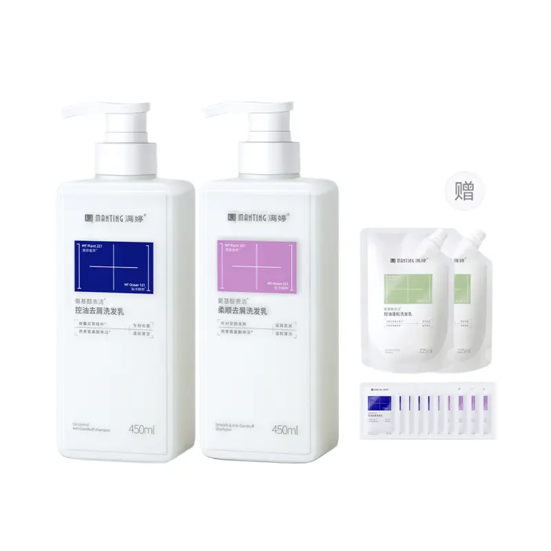 

Шампунь-крем с аминокислотами и ароматом фрезии для контроля жирности, лечения перхоти и успокаивающего очищения 450мл Manting